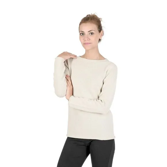 Crown of Edinburgh Cashmere Womens Boat Neck Sweater COE 0015 CREAM