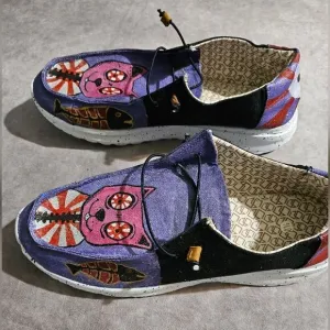 Custom Painted Shoes Sneakers SWEET KAWAII CAT 12.5W/10.5M