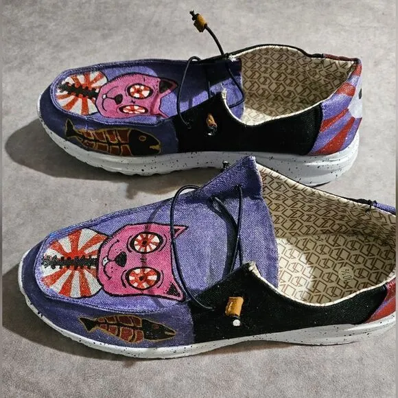 Custom Painted Shoes Sneakers SWEET KAWAII CAT 12.5W/10.5M