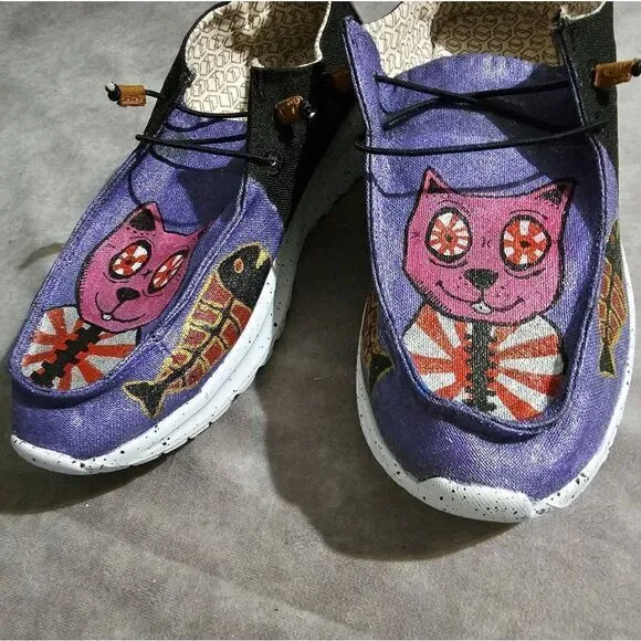 Custom Painted Shoes Sneakers SWEET KAWAII CAT 12.5W/10.5M