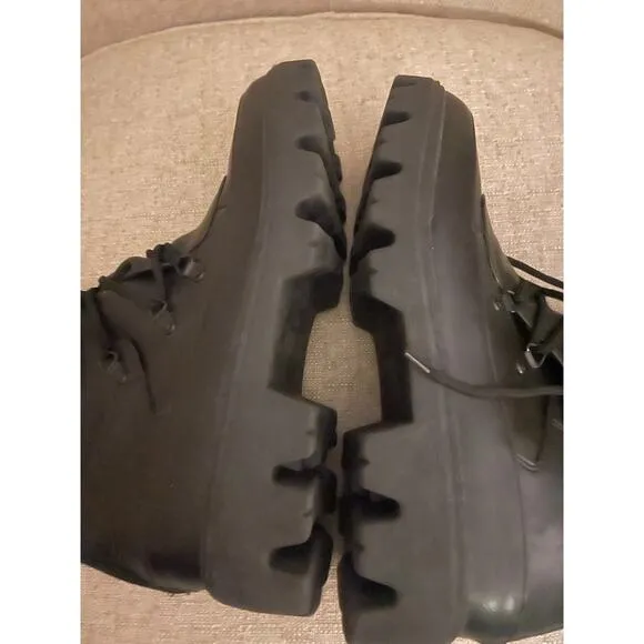 Cyber Tech wear Black Leather Lace up Boots, PO#003620