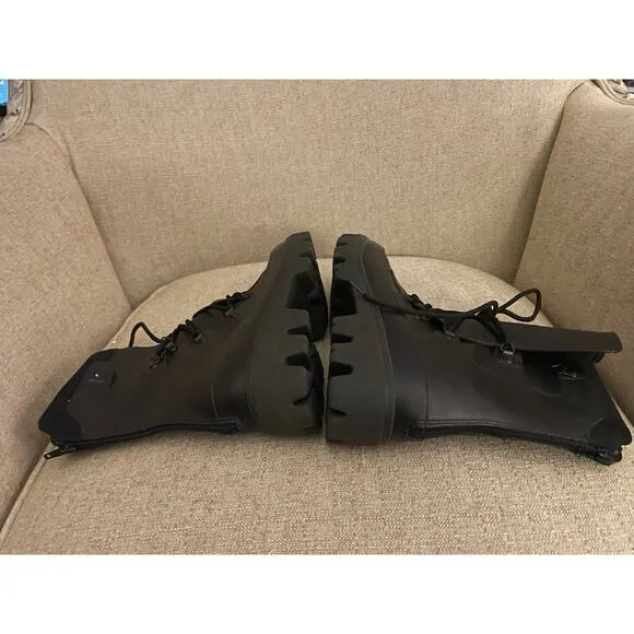 Cyber Tech wear Black Leather Lace up Boots, PO#003620