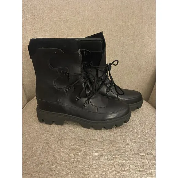 Cyber Tech wear Black Leather Lace up Boots, PO#003620