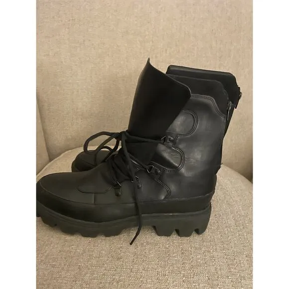 Cyber Tech wear Black Leather Lace up Boots, PO#003620
