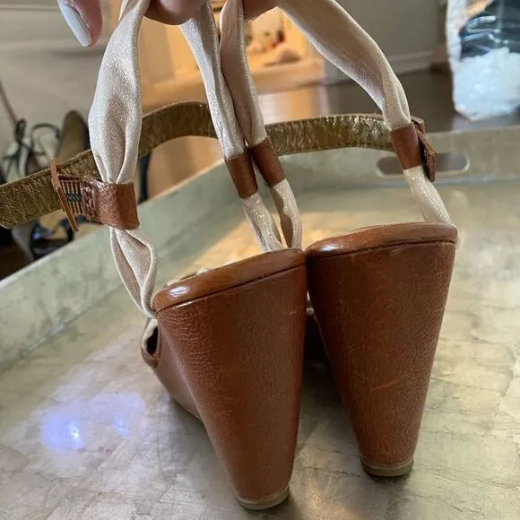 Cynthia Vincent Metallic Leather Wedges