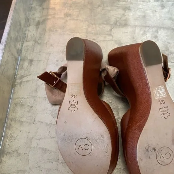 Cynthia Vincent Metallic Leather Wedges
