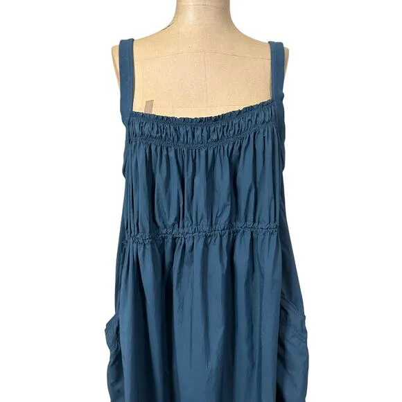 Daily Practice Blue Knit Strap Adjustable Drawstring Waist Cotton Blend Maxi XL