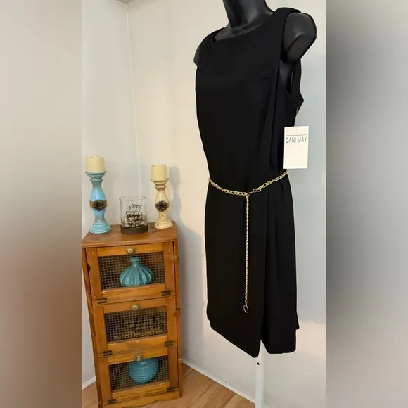 ➕Dani Max Sleeveless Sheath Dress. Color: Black. Size: 14