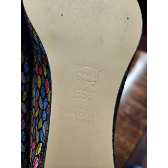 Daniel Green Vintage 60's Jacquard Metalic Fabric Peep Toe Wedges Size 7