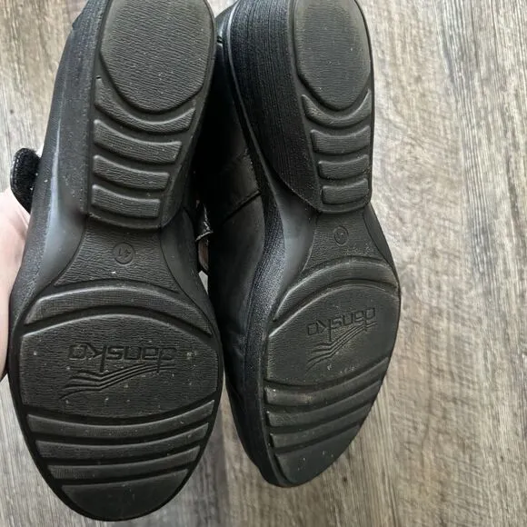 Dansko Adelle Mary Jane Wedges Black Leather Size 41