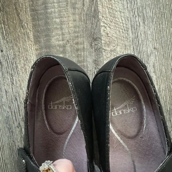 Dansko Adelle Mary Jane Wedges Black Leather Size 41