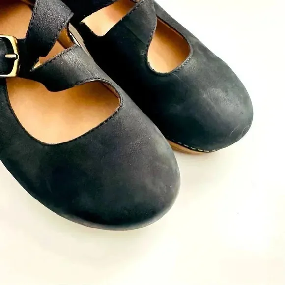 Dansko Britney Burnished Black Nubuck Leather Mule/Clog Shoes