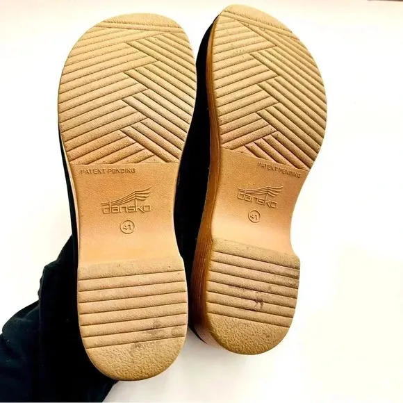 Dansko Britney Burnished Black Nubuck Leather Mule/Clog Shoes