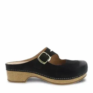 Dansko Britney Burnished Black Nubuck Leather Mule/Clog Shoes