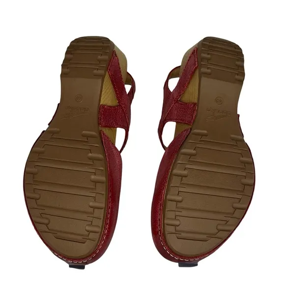 Dansko Red Wedge Shoes with Crisscross Straps