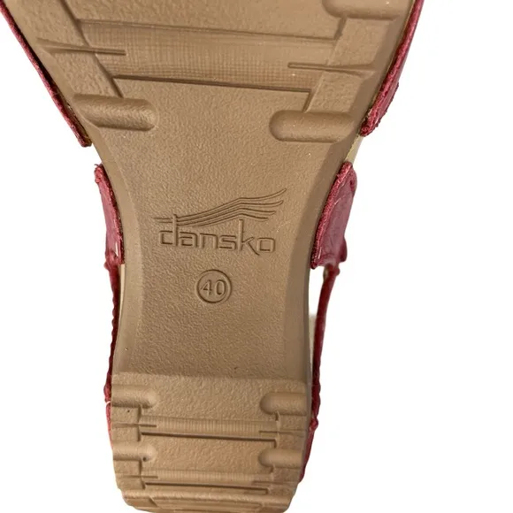 Dansko Red Wedge Shoes with Crisscross Straps