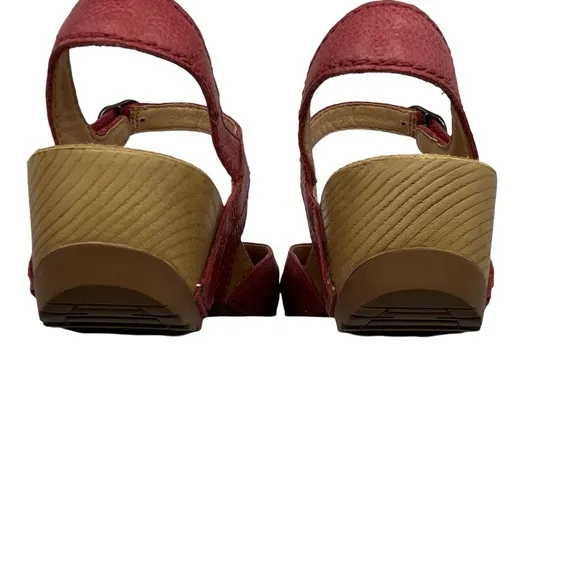 Dansko Red Wedge Shoes with Crisscross Straps