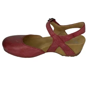 Dansko Red Wedge Shoes with Crisscross Straps