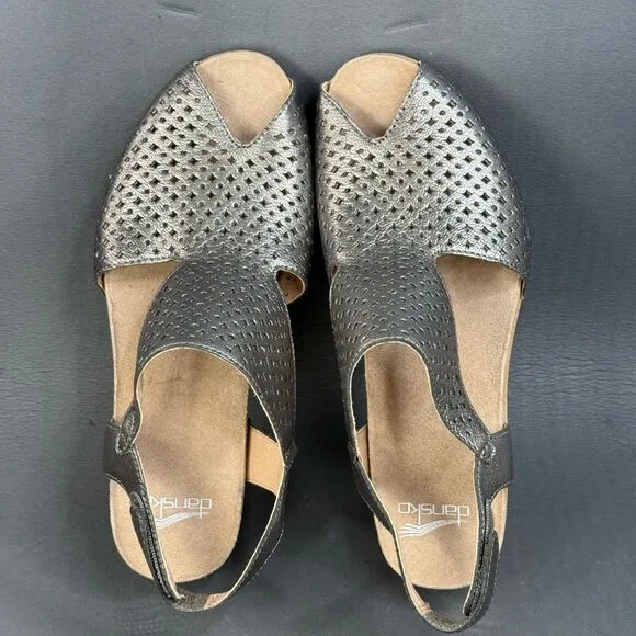 Dansko Teagan Gunmetal sandals shoes womens size 7.5 (38)