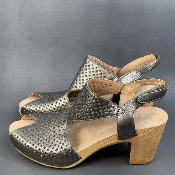 Dansko Teagan Gunmetal sandals shoes womens size 7.5 (38)