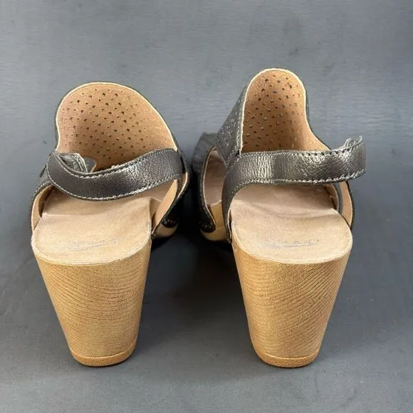 Dansko Teagan Gunmetal sandals shoes womens size 7.5 (38)