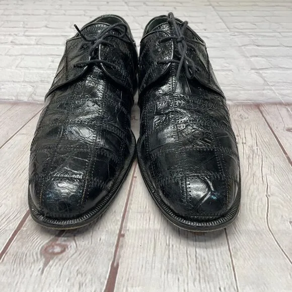 DAVID EDEN CROCODILE ALLIGATOR SHOES OXFORD DERBY Size 10.5 Black B369 -29