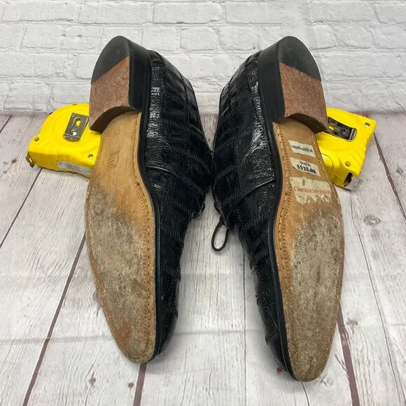 DAVID EDEN CROCODILE ALLIGATOR SHOES OXFORD DERBY Size 10.5 Black B369 -29