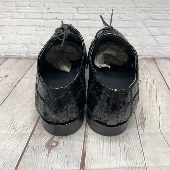 DAVID EDEN CROCODILE ALLIGATOR SHOES OXFORD DERBY Size 10.5 Black B369 -29