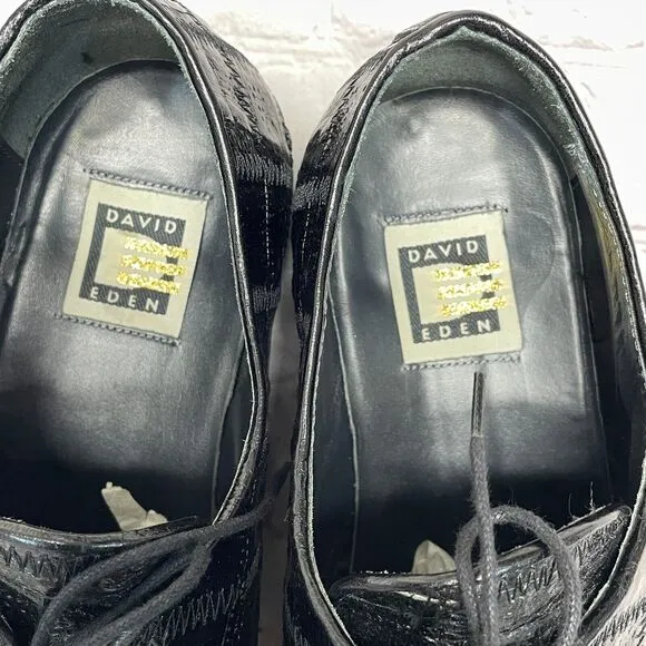 DAVID EDEN CROCODILE ALLIGATOR SHOES OXFORD DERBY Size 10.5 Black B369 -29