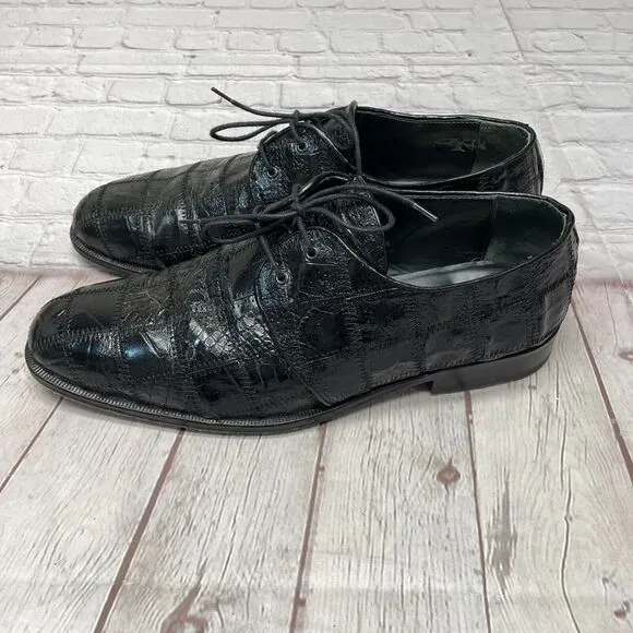 DAVID EDEN CROCODILE ALLIGATOR SHOES OXFORD DERBY Size 10.5 Black B369 -29