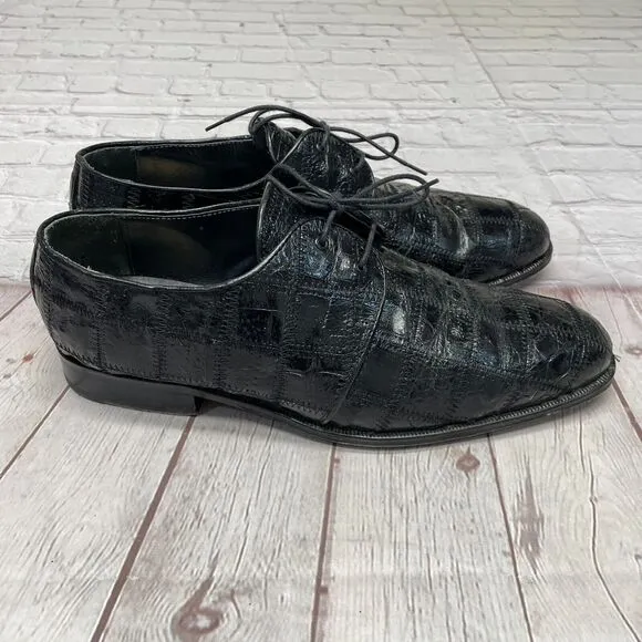 DAVID EDEN CROCODILE ALLIGATOR SHOES OXFORD DERBY Size 10.5 Black B369 -29