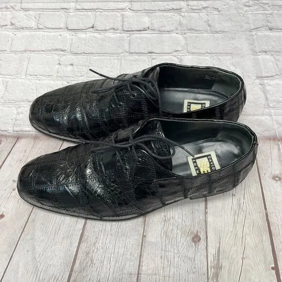 DAVID EDEN CROCODILE ALLIGATOR SHOES OXFORD DERBY Size 10.5 Black B369 -29