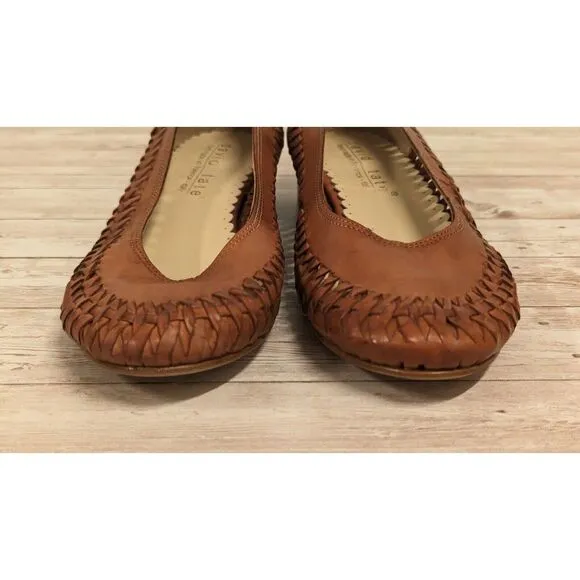 David Tate Womens Size 9.5 M Brown Round Toe Perforated Slip On Ballet Flats