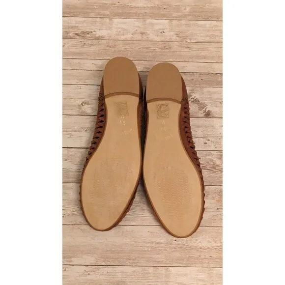 David Tate Womens Size 9.5 M Brown Round Toe Perforated Slip On Ballet Flats