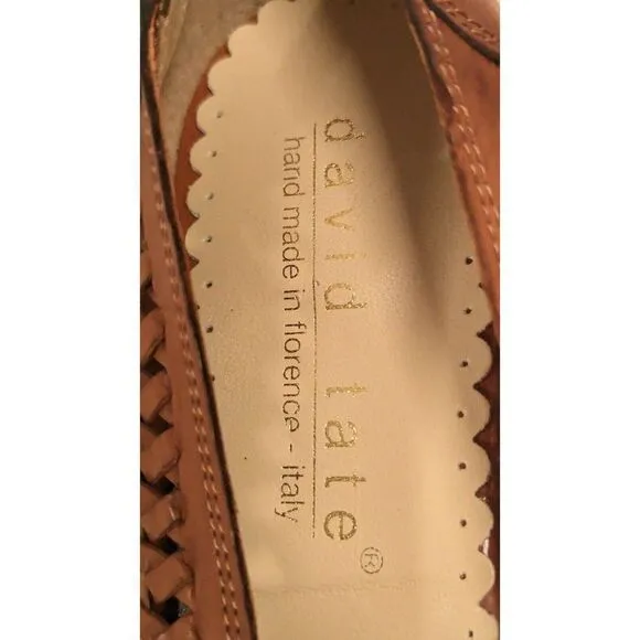 David Tate Womens Size 9.5 M Brown Round Toe Perforated Slip On Ballet Flats
