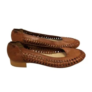 David Tate Womens Size 9.5 M Brown Round Toe Perforated Slip On Ballet Flats