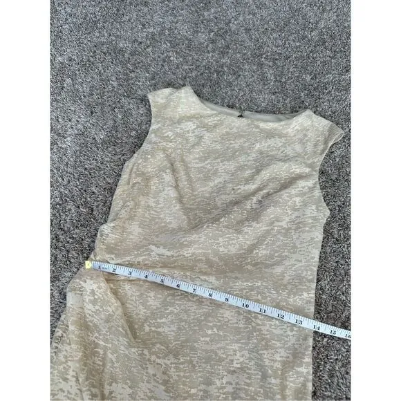 David Meister Gold Cocktail Party Mini Dress Cut Out Back Sleeveless Boat Neck 8