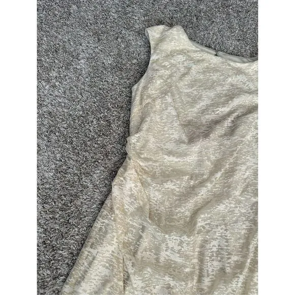 David Meister Gold Cocktail Party Mini Dress Cut Out Back Sleeveless Boat Neck 8