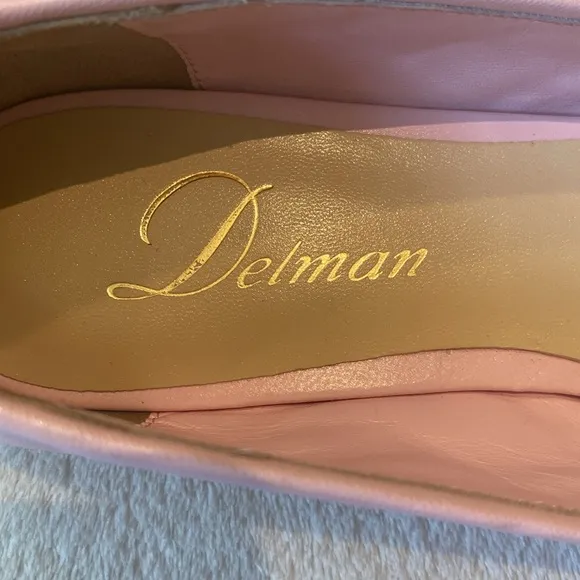 Delman Willa pink quilted patent toe cap ballet flats Sz 7 NWOT