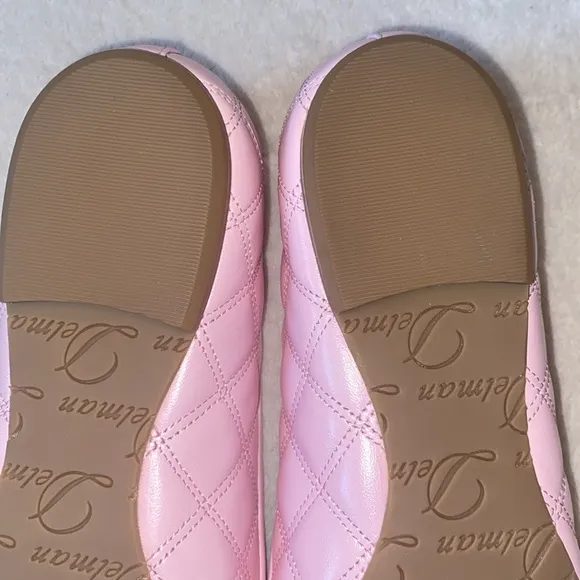 Delman Willa pink quilted patent toe cap ballet flats Sz 7 NWOT