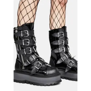 Demonia Slacker Combat Black Platform Boots Size 7