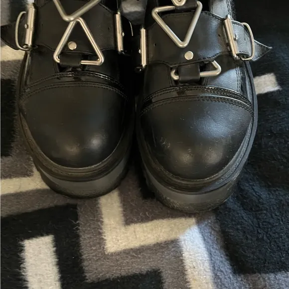 Demonia Slacker Combat Black Platform Boots Size 7