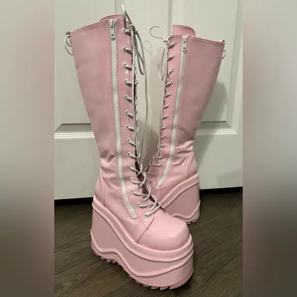 Demonia x Dolls Kill Wave-200 Sweet Evil Intentions Wedge Platform Boots