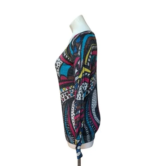 Desigual Abstract Art Sweater Metallic Geometric Multi-colors Medium