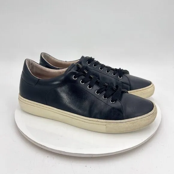 Devan Vincent Men Size10 Black Leather Classic Rubber Sole Lace Up Casual Shoes
