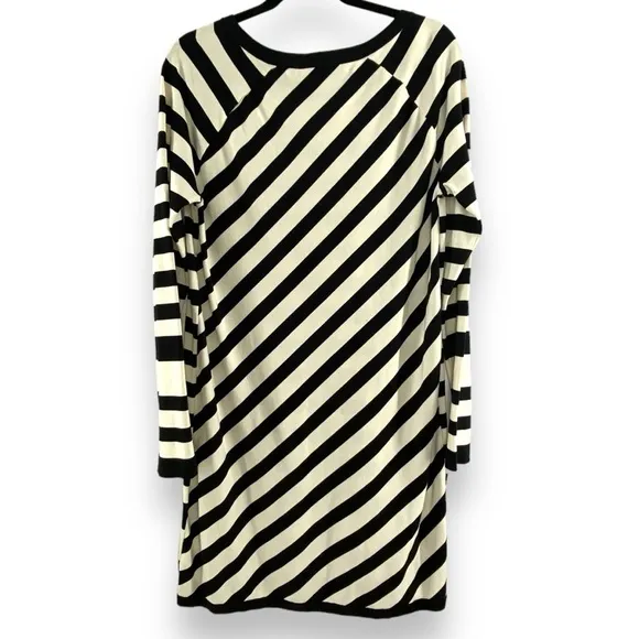 Diane Von Furstenberg Black/Cream Striped Silk Mini Dress Women's Size Large