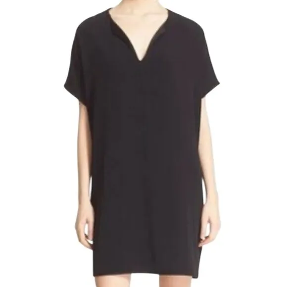 Diane Von Furstenberg Dress Women L Black V Neck Pullover Neutral Luxury Kora