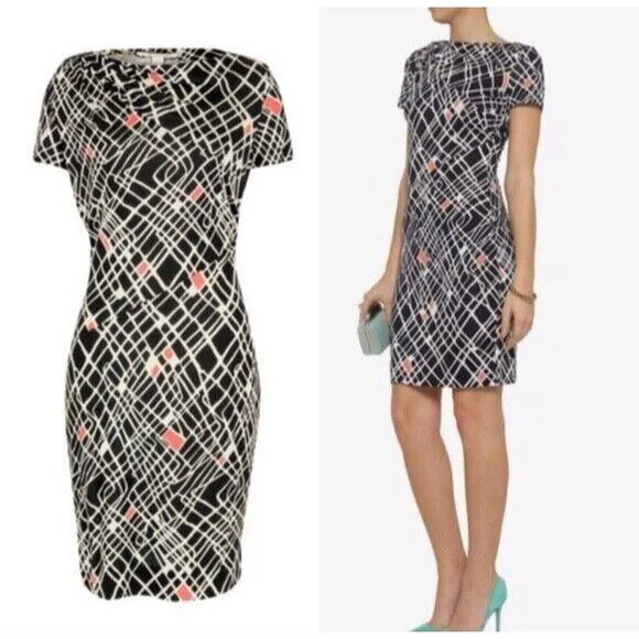 Diane Von Furstenberg DVF Oda 100% Silk Draped Dress Short Sleeve Size 6