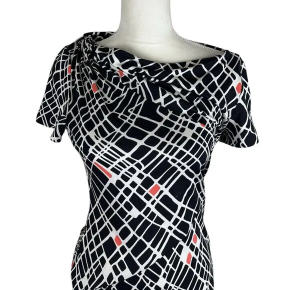 Diane Von Furstenberg DVF Oda 100% Silk Draped Dress Short Sleeve Size 6