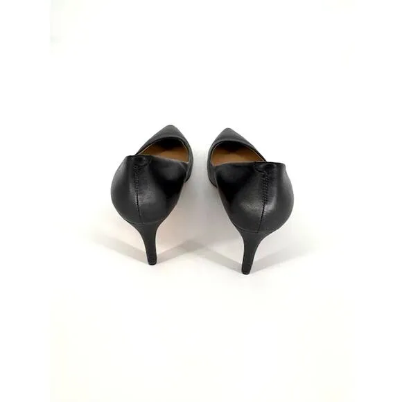 Diane von Furstenberg Olee Leather Pointed Toe Pumps in Black with 3” Heel – 7.5